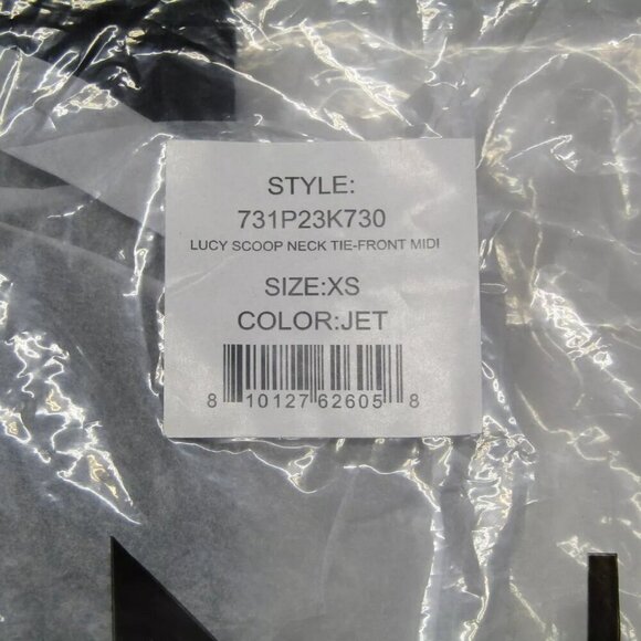 NEW TOXCIN Womens Midi Tank Dress Jet Black Size XS Lucy Scoop Neck Tie Front - Picture 3 of 10